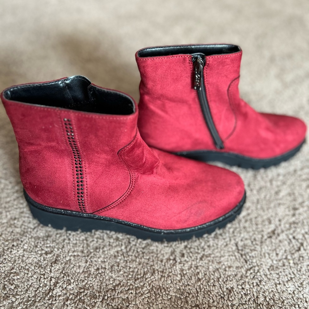Ara Red Ankle Boots with Zipper